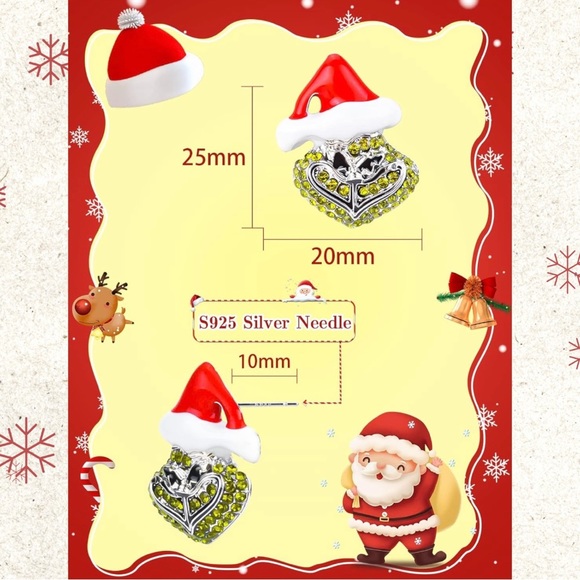 GRINCH EARRINGS! GRINGH EARRINGS W/SPARKLING ZIRCONS & STERLING SILVER POST! - Picture 5 of 14